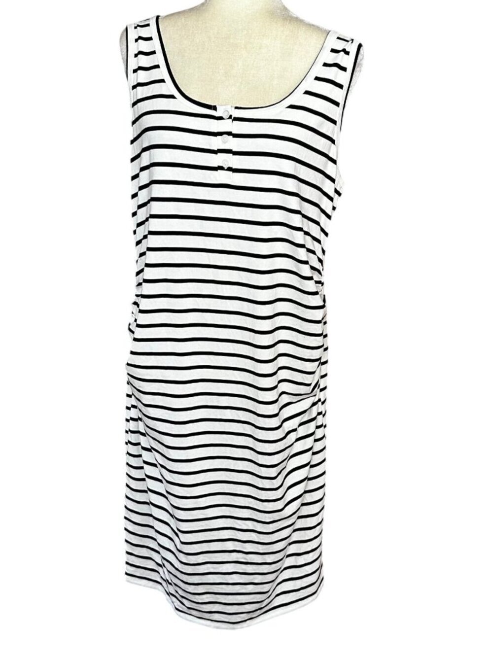 Heart & Hips NWT Maternity Tank Dress Plus 2X Black White Stripe Bodycon